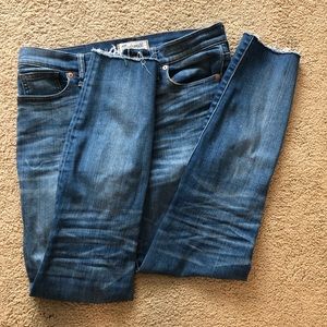 Madewell high riser ankle fray skinny jeans